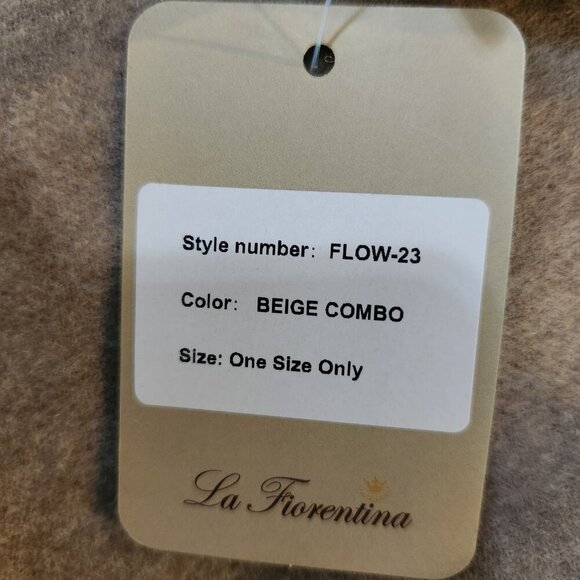 La Fiorentina Women's Beige Floral Print Cashmere Wrap One Size Fits Most - Picture 4 of 9